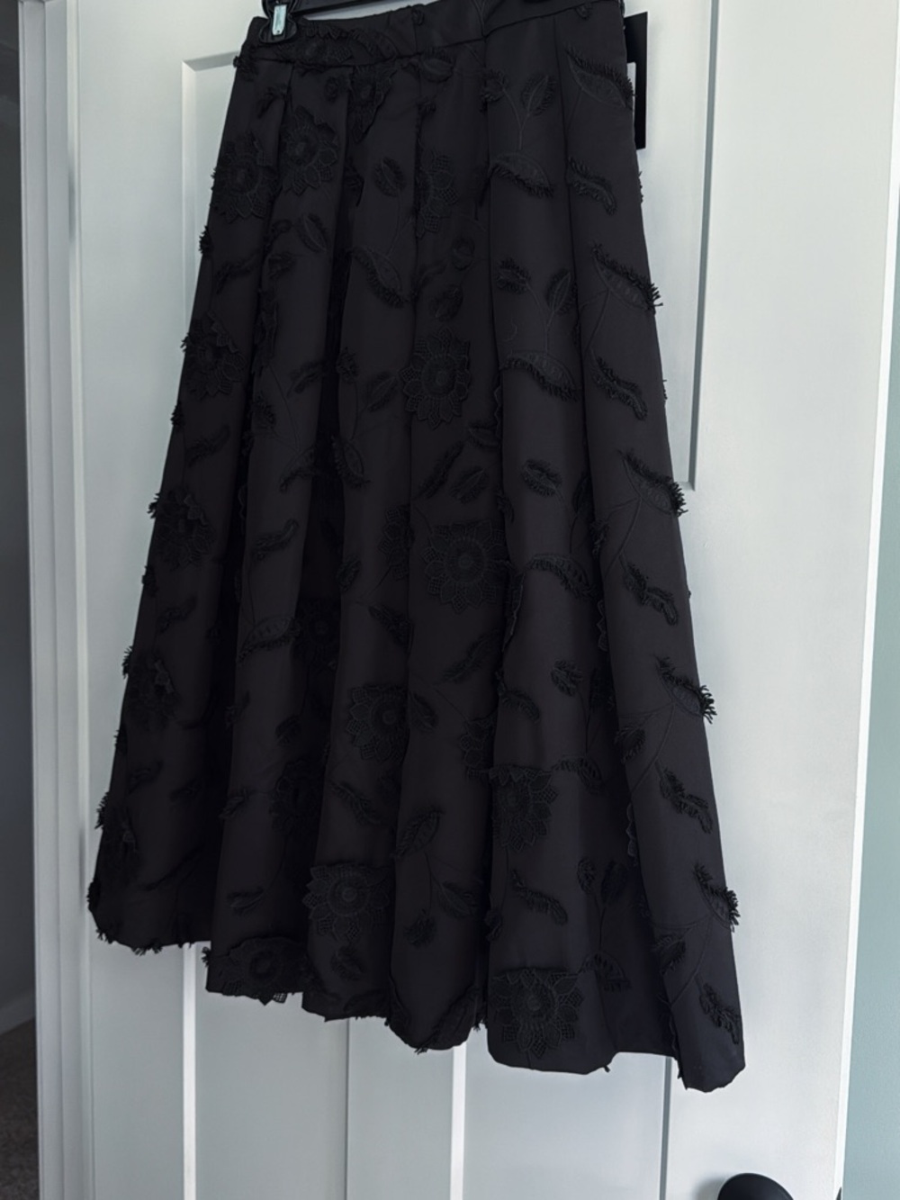 NWT Gigi James Large Elegant Black Floral A-Line Midi Skirt